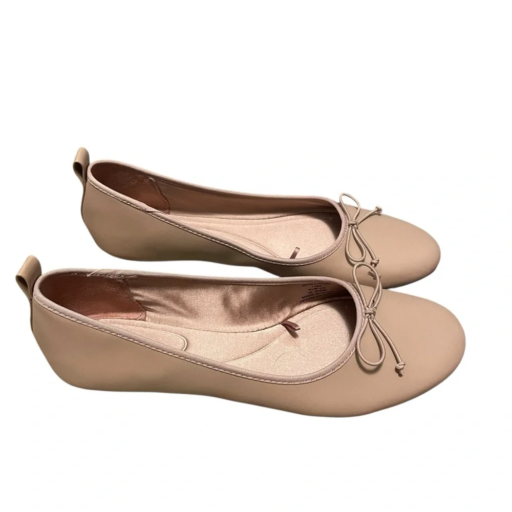 Zara Pink Leather Ballet Flats Size 38 or US 7.5 NEW - Picture 3 of 6